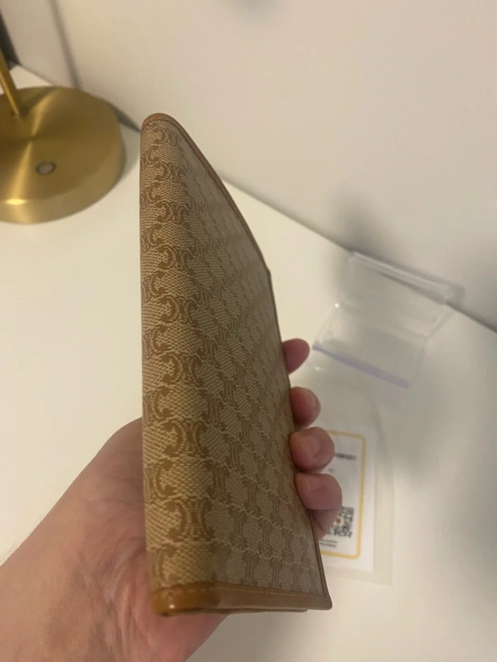 Excellent Preowned Celine Monogram Canvas Passport Holder in Tan Brown - Picture 7 of 10